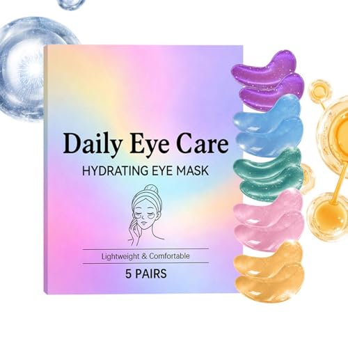 Eye Gel Pads - 5 Pairs Nourishing Relief Firming,Fast Absorbing Women Eye Gel Pads,for Dry Sensitive Skin Care Morning Night Travel Relaxation Makeup Massage