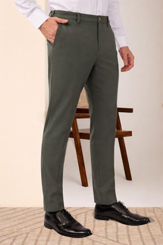 Image of SaintX Men's Premium 4-Way Comfort Stretch Formal Trousers | Smart Sweat Wicking Wrinkle Free Fabric | Smarter Techno Flex Expandable Waistband | Stylish Slim Fit | Daily Office Wear