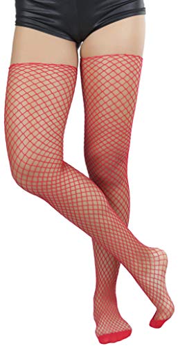 Image of ToBeInStyle Women's Seductive Punk Rock Basic Unfinished Rawedge Fishnet Thigh Highs
