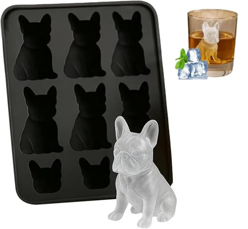 YUYQAQ 1 stampo per ghiaccio a forma di bulldog francese, divertente stampo per ghiaccioli 3D a forma di animale, simpatico regalo per amanti dei bulldog, whisky, bevande fai da te
