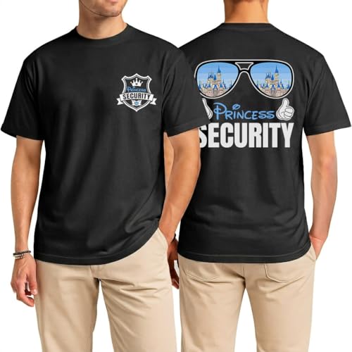 AstralWardrobe Princess Security Shirt - Men Magical T-Shirt - Dad T-Shirt - Dad Vacation Shirts - Father Daughter Tshirt - Princess Protection Shirt for Daddy - Gifts for Fathers Day (Black 2XL)