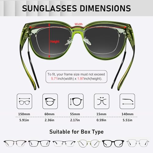 Image of HAOLOTA Fit Over Glasses Sunglasses for Women Polarized, Trendy Cat Eye Sunglasses Wear Over Glasses, UV Protection