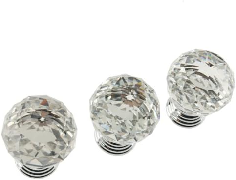 Vktech® 10Pcs 30MM Glass Cabinet Knob Drawer Pull Handle for Door Wardrobe (Crystal)