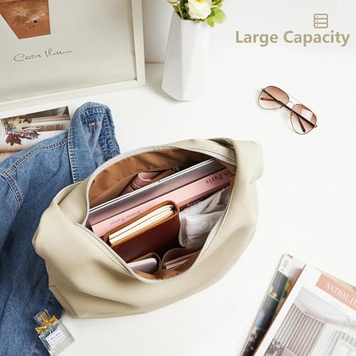 Image of KALIDI Casual Tote Bag Vegan Leather Hobo Zipper Work Bag Weekender Shoulder for Women Shoulder Travel Purse