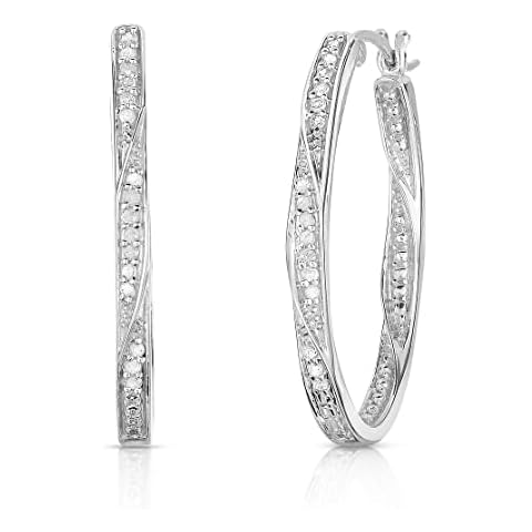 NATALIA DRAKE Twisted Oval Diamond Hoop Earrings Cover