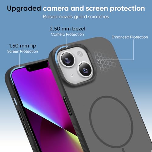Image of KARWAN Slim Shockproof Back Case Cover Compatible with iPhone 14,Dual Layer Armor Protection with Matt Finish, Heavy Duty Cover with Magnetic MagEase Wireless Charging (Black)