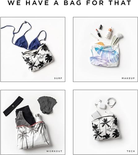 Image of ALOHA Collection Mid Pouch, Lightweight, Packable, & Splash-Proof Pouch for Travel, Makeup, Toiletries, Organization, Gym, Pool & Beach. Easy to Clean Material. (11 inch x 8.5 inch)