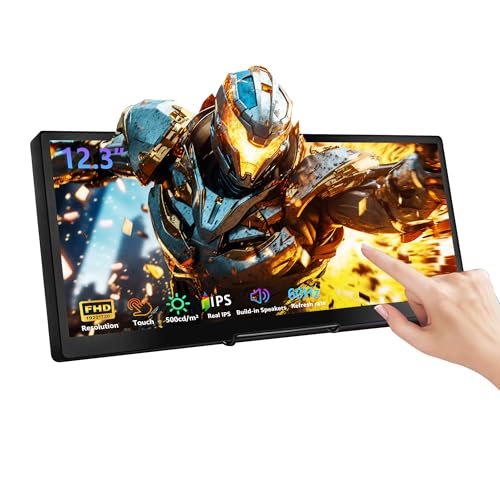 Image of 12.3 Inch Touchscreen Monitor, FHD IPS 1920x720 Stretched Bar LCD Touch Display, Travel Portable Touch Screen Secondary Display for Computer Windows macOS Aida64 GPU CPU RAM Monitoring
