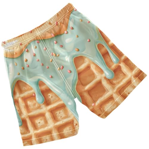 Pigsaly Boys' Swim Board Shorts Glaze Caramel Sprinkles Teal Coral Ice Cream Boy's Swim Trunks Kids Swimwear M2