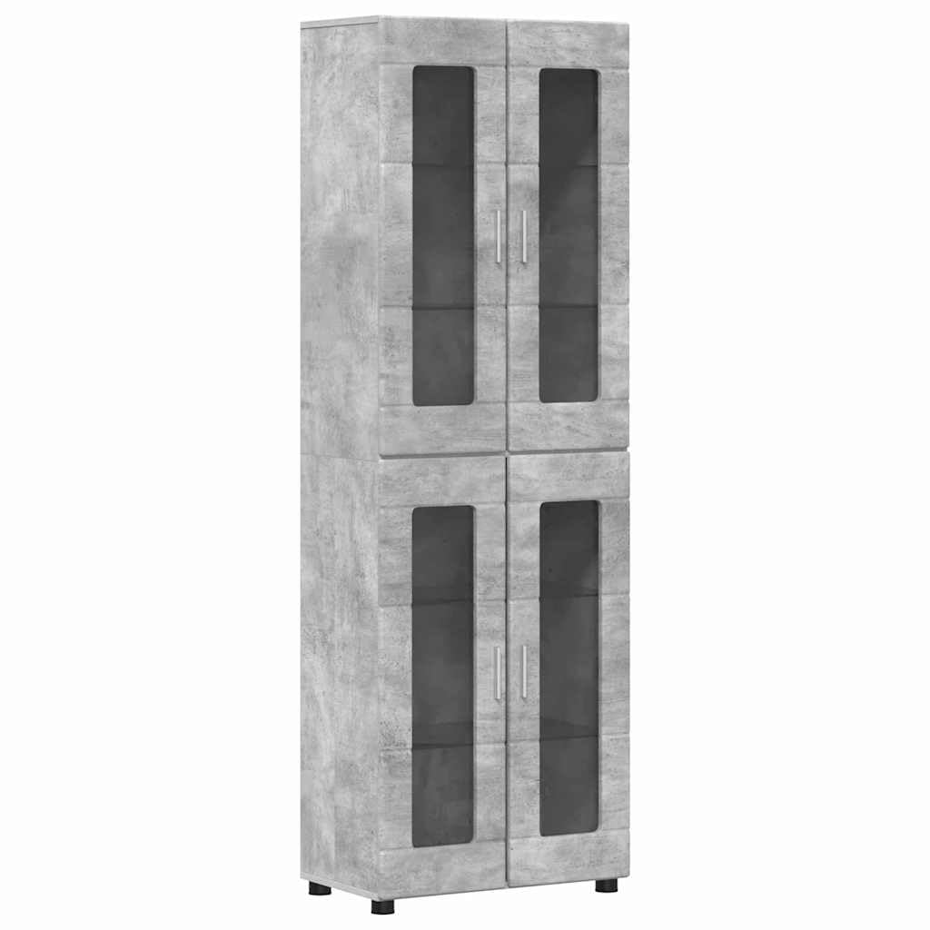 Armoire moderne en bois gris béton Florin pour optimiser les petits salons