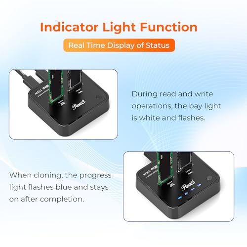 Image of Rosewill Cloner, M.2 Duplicator Dual Bay Enclosure, Tool-Free 20Gbps USB3.2 Gen 2X2 to USB Adapter M.2 Docking Station for M Key PCIE Reader Supports Offline Clone-RS-N2-CL