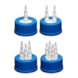 2Pcs GL45 Plastic Feeding Bottle Cap Reactor Adapter Cap PP Reaction Bottle Cap Mobile Phase Cap with Silicone Ring 1/2/3/4Holes(3hole-2Pcs)