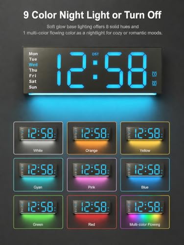 MASHI 11.5" Digital Wall Clock with Alarm,Timer,Remote Control,Auto-Dimming - Image 3
