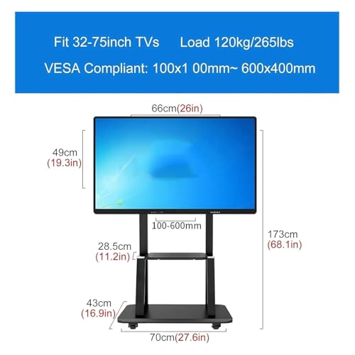 Soporte móvil para TV 32-65 pulgadas con ruedas negro miniatura 2