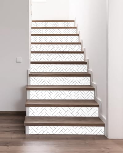FLFK Stair Riser Decals - Black Lines Stair Stickers Murals Peel and Stick Self-Adhesive for Home Decor 39.3 W x 7.08 H x 13Pcs