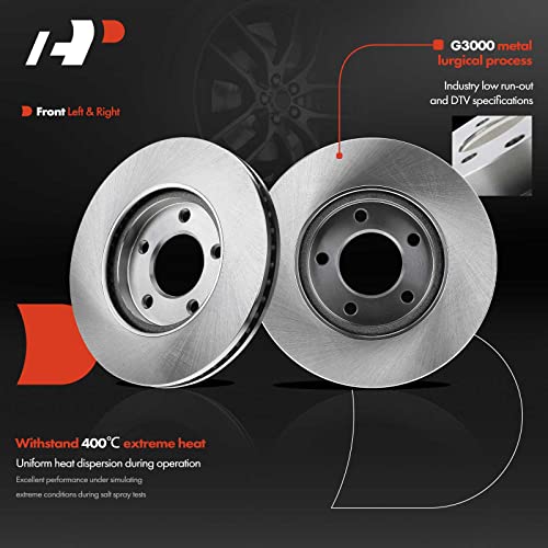 A-Premium 11.06 in (281 mm) Front Vented Disc Brake Rotors + Ceramic Pads Kit Compatible with Select Chrysler and Dodge Models - Town & Country 01-07, Voyager 03, Caravan, Grand Caravan, 6-PC Set by A-Premium - Image 5