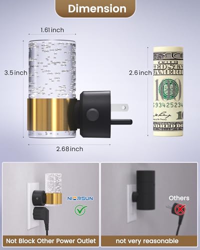 Image of NIORSUN Night Light Plug into Wall, Dimmable Nights Lights with 3 CCT & 5 Brightness Levels, Slim Acrylic Plug in Night Light, Auto Dusk to Dawn Sensor for Stairs, Hallway, Bathroom(4 Pack, Gold)