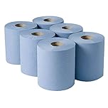 Ansim Embossed Cheap Cleaning Paper Hand Towel Tissue Kitchen Rolls, Blue (Pack of 6)