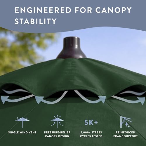 Image of California Umbrella 8-Year Protection 9 Ft Outdoor Patio Umbrella, Solstice Fade-Resistant Fabric, Auto-Tilt, Heavy Duty Aluminum Frame, 8 Reinforced Ribs for Pool or Deck, Bronze Pole