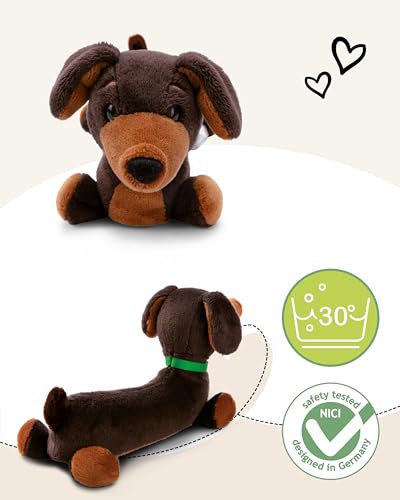 NICI 49821 Kuscheltier Dackel 20cm liegend braun - Stofftier aus weichem Plüsch, niedliches Plüschtier zum Kuscheln und Spielen, für Kinder & Erwachsene, tolle Geschenkidee, Nr