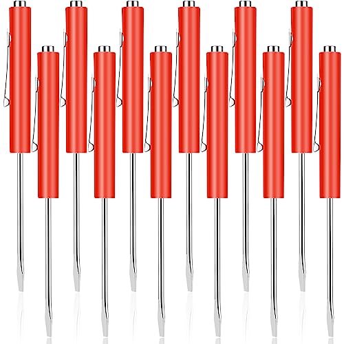 Image of 12 Pieces Pocket Screwdriver Mini Tops And magnetic pocket screwdriver with A Single Blade Head for Mechanical, Electrician (Red)