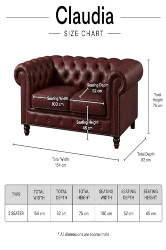 Image of Modern Classic Design Leatherette Luxury Chester Sofa Set with Button Tufted, Sofa for Living Room Home, Office, Hotle, Bar and Lobby, Living Room Set (Burgundy, 2 Seater Sofa)