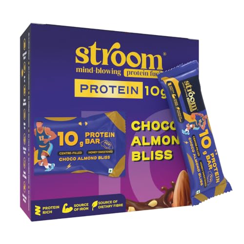 Image of STROOM Asia's First Centre Filled Protein Bars | 10g Protein (6 Bars, 45 Grams Each) | Choco Almond Bliss | Protein Bars Muscle Growth & Repair | Source of Fibre & Iron | No Artificial colors l 100% Premium Protein