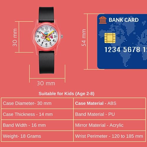 Image of V2A Resin Analog Aeroplane Print Dial Cute Watch For Kids And Toddlers Unisex-Child Between 2 To 8 Years Of Age Black Band 30 M Waterproof Watches For Kids, Dial White, Band Gold