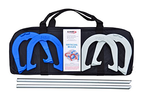 St Pierre Sports Eagle Tournament Horseshoe Outfit in Nylon Bag, Blue/Gray