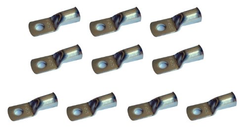 WindyNation (10 pcs) 4/0 Gauge 4/0 AWG X 3/8 in TINNED Copper Cable Lug Battery Welding Cable Connector Terminal
