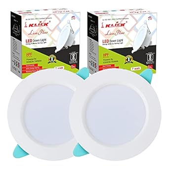 KLICK 6 Watt Round LED Downlight Slim Ceiling Light for Home, Offices & Other Indoor Uses Liva (Green, 2 Pcs)
