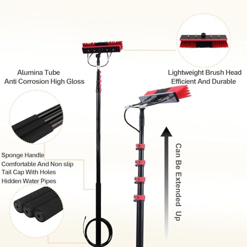 Brosse pour panneaux solaires rotative et hydro-alimentée à manche extensible - 5