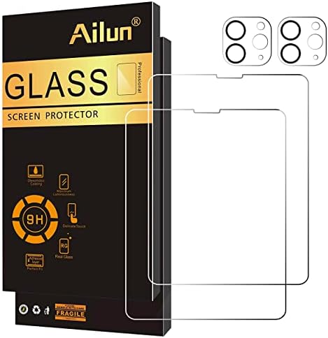 Ailun 2 Pack Screen Protector for iPad Pro 12.9 2022 6th & 2021 5th & 2020 4th Generation + 2 Pack Camera Lens Protector,Tempered Glass Anti-Scratch Case Friendly, Compatible with Face ID & Apple Pencil