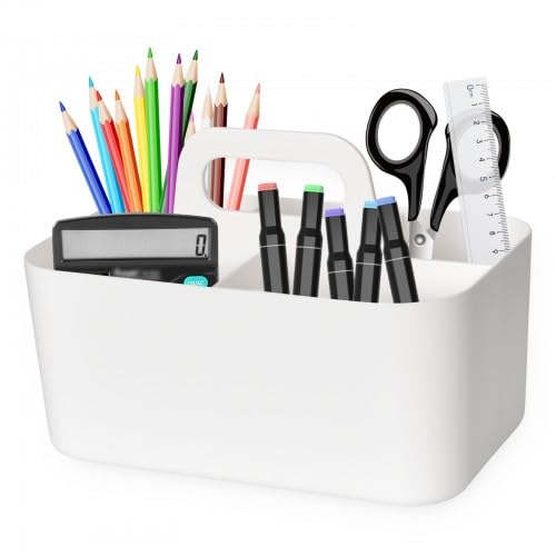 Korb Organizer mit Griff, Kunststoffkorb mit 5 Fächer, Mehrzweck Korb Organizer, Stapelbarer Kunststoffkorb mit Griff, Abnehmbare Reinigungskorb, Tragbarer Bastelkorb, für Make-up, Bürobedarf