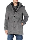 TOM TAILOR Herren Stehkragen Mantel aus Wollmischung 1023416, 13125 - Mid Grey Wool Jacket Structure, M