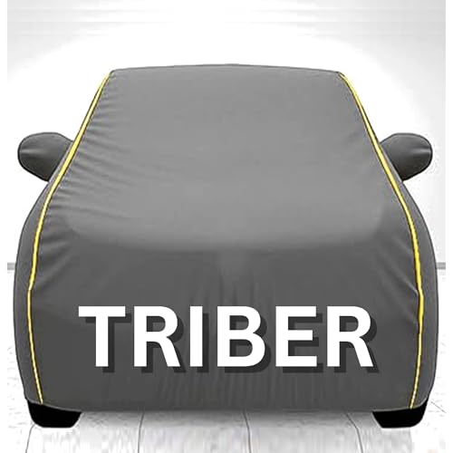 Image of 100% Waterproof Car Cover for Triber UV Protection, Dustproof, Windproof | Custom Fit with Mirror Pockets, Belt & Buckle | All Weather Outdoor Body Cover(Grey)