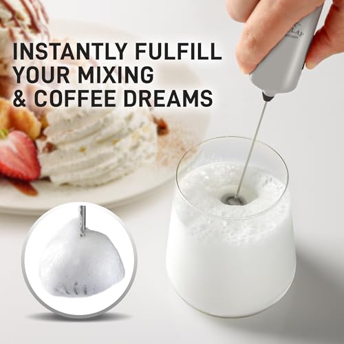 Image of Mini & Mighty Milk Frother Wand - Powerful Handheld Coffee Frother, Battery Operated Drink Mixer - Compact Pocket Size - Detachable Whisk for Latte, Cappuccino, Matcha, Hot Chocolate