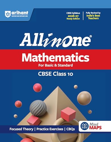 Image of Arihant All in One Mathematics Class 10 for CBSE Exam 2026-27 | NCERT Based Complete Theory, Practice Exercises, CBQs, A-R, Sample Papers & Mind Maps | Revised Edition as per Syllabus