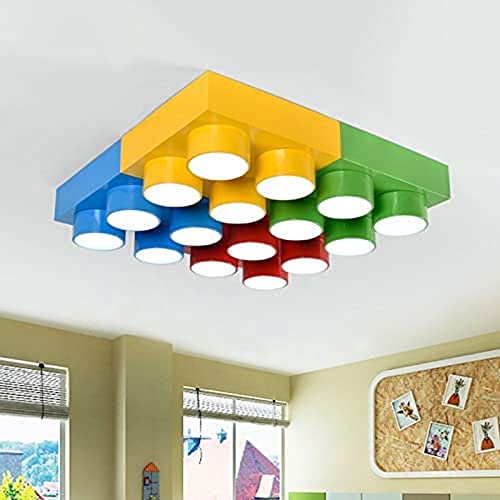 Building Block Plafoniera per sala giochi, Apparecchio per montaggio a incasso a LED per bambini in metallo Lampada da soffitto creativa moderna Illuminazione a sospensione per camera dei bambini Scuo