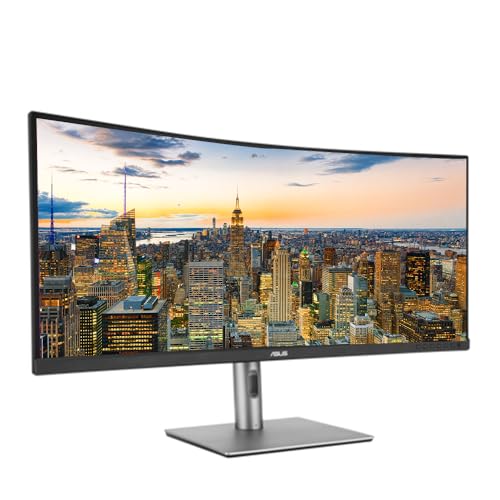 Image of Asus ProArt PA34VCNV 34-inch Curved 1440P UW-QHD Professional Monitor, 2-Pack Bundle with USB-C 96W PD, Daisy Chain DisplayPort, HDMI, USB Hub, Integrated Speakers and Desk Mount Dual Monitor Stand