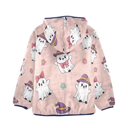 Cute Ghosts with Accessories Toddler Fleece Jacket Girl Boys Hooded Fleece Jacket Coat Warm Outwear Zip-up 3-10T2