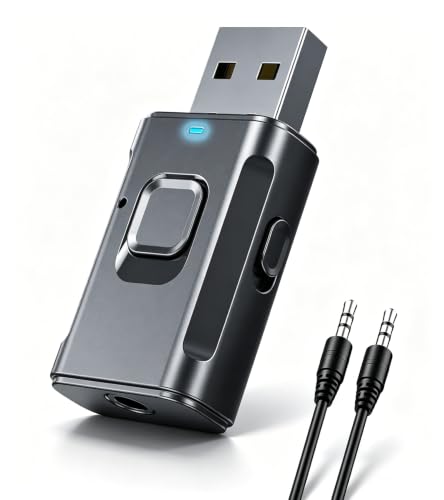 TSNAM Bluetooth Transmitter for TV, USB & 3.5mm AUX Bluetooth Adapter for TV to Bluetooth Headphones, Wireless Audio Transmitter Receiver, Plug & Play Wireless Adapter for Stereo/PC