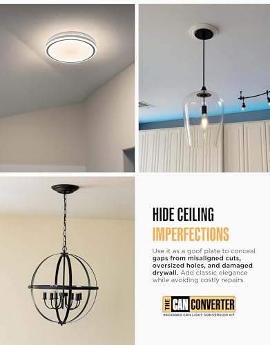 Image of The Can Converter Ceiling Medallion for Recessed Can Light - Home Improvement Decorative Goof Ring & Cover Plate for 4'', 5'' & 6″ Cans, Small Ceiling Medallion for Chandeliers, Oil Rubbed Bronze