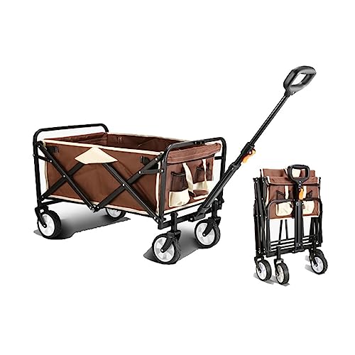 Carretilla plegable para camping, vehículo utilitario para exteriores, carrito plegable de cuatro ruedas para acampar, ruedas giratorias 360°, apto para camping y pesca miniatura 1