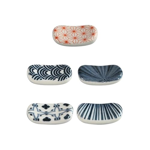 HEMOTON Porte-Baguettes Céramique Ovale 5 Pièces, Support Élégant et Facile à Transporter, Organiseur de Couverts Cuisine et Dîner Plusieurs Styles