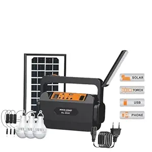 kh Emergency Portable Solar Inverter with 3 Individual 6 Volt LED Hanging Bulbs with 3.75 m Long Wire and AC/DC USB Socket with USB Wire for Mobile Charging, USB Cable (Micro USB + Type C)