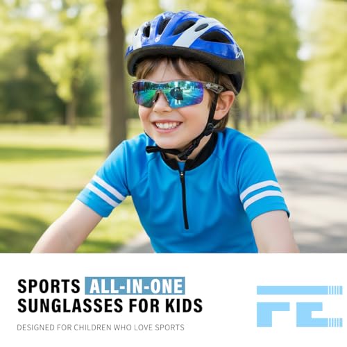 Image of FEISEDY Kids Polarized Sports Sunglasses, TR90 UV400 Baseball Cycling