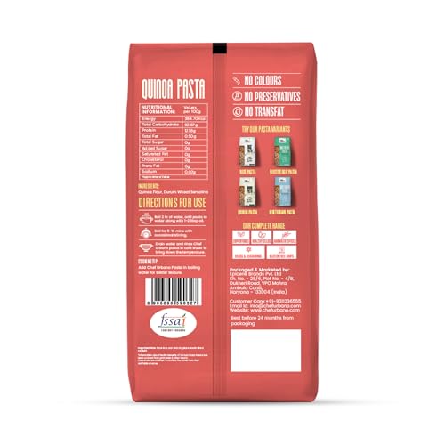 Image of Chef Urbano Quinoa Pasta Penne | 300 Gms | No Maida | No Wheat | No Transfat | Healthy Pasta | High Fibre | High Protein (Pack of 2)