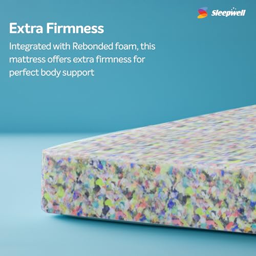 Image of Sleepwell Durafirm Classic Mattress | Rebonded Foam| Extra Firm, Quilted Top & Anti-Sag | Single Size | 75x36x5 | 10 Yr Warranty