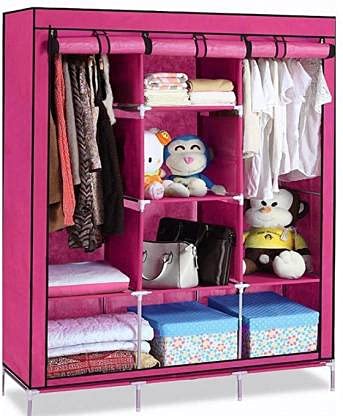 PHILOSHOP 6+2 Layer Fancy and Portable Foldable Collapsible Closet/Cabinet (Large, Pink)